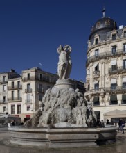 Montpellier, Place de la Comédie, fountain THE THREE GRACIES, Euphrosyne (the cheerful one), Thalia