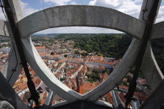 Tower, upper pinnacle, view of the new town, St., Sankt, Saint