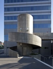 Residential estate on Via Traiano, built 2009-2014 by Guido Canali, free-standing spiral staircase