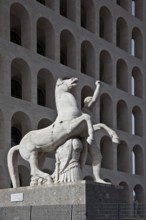 Begun in 1937, so-called rectangular Colosseum, Colosseo quadrato, height 68m, from the south-west