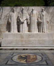 International monument to the Reformation with monumental figures of Guillaume Farel, John Calvin,