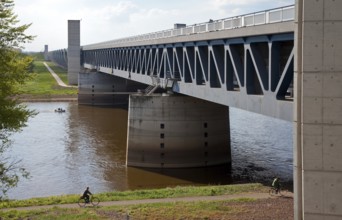 Magdeburg Canal trough bridge north of the city over the Elbe In the course of the Elbe-Havel Canal