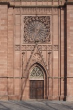 Rheingau Cathedral, view from west, portal, St., Saint, Saint