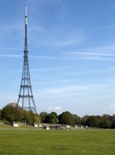 Crystal Palace transmission tower, in front of it the location of the Crystal Palace