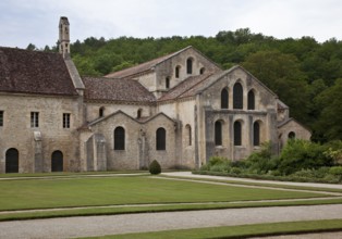 Fontenay former Cistercian monastery abbey church from east-southeast left part of the east wing of