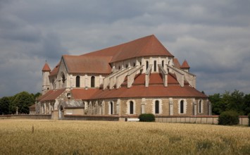 Pontigny Abbey Church Exterior view from east-south-east 1145-1206 built. Largest preserved