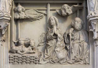 Constance, Minster, Sog. Schnegg, stair tower in the north transept. Relief Birth of Christ