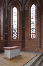 Choir room with altar mensa and windows Church of St., Church of St., St., St., Saint