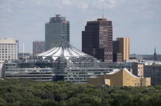 View from the Siegessäule towards the east, Sony Centre on the left, Philharmonie on the right