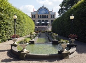 Side view of the festival centre with cascade