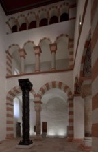 Angel gallery in front of the south wall of the east transept, in front temporary installation of