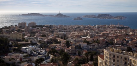 Marseille, view from the Basilique Notre-Dame-de-la-Garde to the Frioul Islands