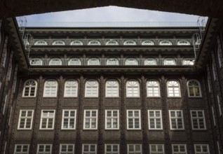 Hamburg Kontorhaus CHILEHAUS, built 1922-24 by Fritz Höger, inner courtyard above Fischertwiete