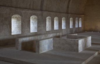 Cistercian monastery founded in 1144, church built 1175-1220, dormitory staircase to the cloister,