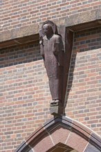 Facade in Dänenstraße, figure of St Augustine, St, Saint, Saint