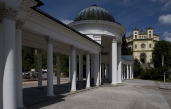 Czech Rep Mariánske Lázne Rudolf's Fountain and Parochial Church from 1848