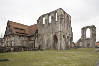 Walkenried former monastery Ruin of the south transept and the W façade of ONO left Chapter house,