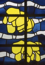 Built in 1964 by Gottfried Böhm, baptistery, windows with yellow roses