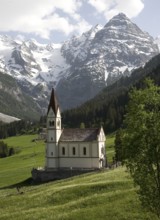 Italy S-Tyrol Trafoi am Stilfserjoch Village church in front of Ortler group Portrait, St., Saint,