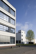 HE building and clock tower, built in 1931/1935 by Mies van der Rohe