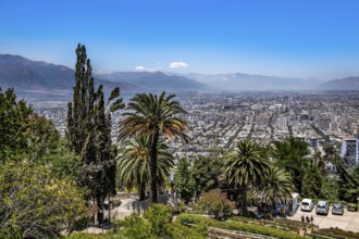 View of Santiago de Chile from Cerro San Cristobal, Chile, South America