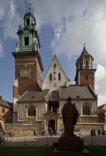 Wawel Cathedral from the west, in front monument to Pope John Paul II, St., Saint, Saint