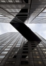 Connecting bridge between two office towers, bottom view