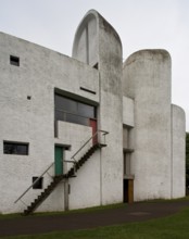 Notre Dame du Haut, Le Corbusier 1953 to 1955, north side from north-east, St., Sankt, Saint