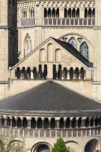 View from east, detail east conche, gable and decagon, St., Sankt, Saint