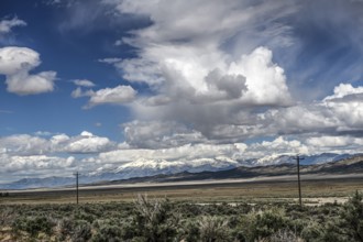 Wild thunderstorm and rain clouds over Highway 50, Loneliest Road in America, Ely, Nevada, USA,