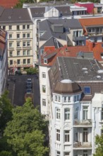 Residential building in the Karolinenviertel, aerial view, Hamburg, Germany, Europe