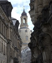 View through Augustusstraße to the dome of the Church of Our Lady, St., Sankt, Saint