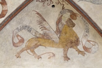 Medieval vault painting in the choir, St Mark the Evangelist as a lion, St Mark's lion, Saint,