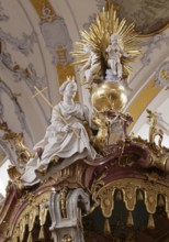 The three Madl. Margareta at the altar of grace. The Vierzehnheiligen Basilica near Bad