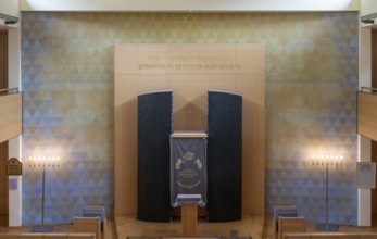 Krefeld, Jewish community centre in Wiedstraße. Synagogue with Torah shrine (Hechal), view from the