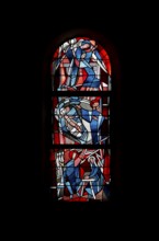 Stained glass window by Ernst Jansen-Winkeln in the right (west) aisle, scenes from the life of St