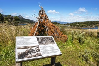 Hut of the Yaghan, the indigenous people of Wulaia Bay, Beagle Street, Ushuaia, Tierra del Fuego,