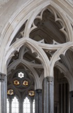 Wells, Cathedral, Chapter House, view to the west through the tracery