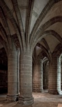 Crypt of the massive columns under the late Gothic choir of the abbey church, built 1446-50, St.,