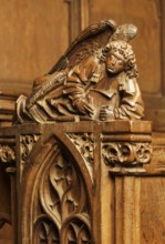 Choir stalls, (1505-1508), angel with small inkwell, St., Saint, Saint