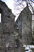 North-east view, in front the ruins of the Romanesque rotunda, St., Sankt, Saint