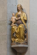 Constance, Minster, Gothic Madonna on the crossing pillar, poplar wood around 1270