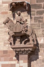 Basel, Cathedral (Basel Minster), west façade, St Martin sharing his cloak