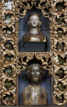 Golden chamber with reliquaries after restoration with historic colour scheme (blue), north wall,