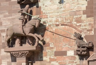 Basel, Cathedral (Basel Minster), west façade, St George fighting the dragon