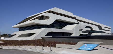 Montpellier, multi-purpose building PIERRESVIVES, built 2006-2012 by Zaha Hadid, courtyard side