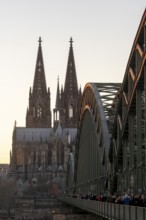 Cologne, view of the cathedral and Hohenzollern Bridge from the right bank of the Rhine