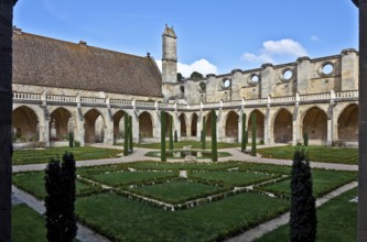 Cistercian abbey founded in 1228, cloister courtyard to the north with remains of the south wall of