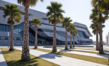 Montpellier, multi-purpose building PIERRESVIVES, built 2006-2012 by Zaha Hadid, main entrance side