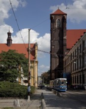 Left St Anne's Church 1686-90, centre tower of St Mary on the Sand, 15th century, right University